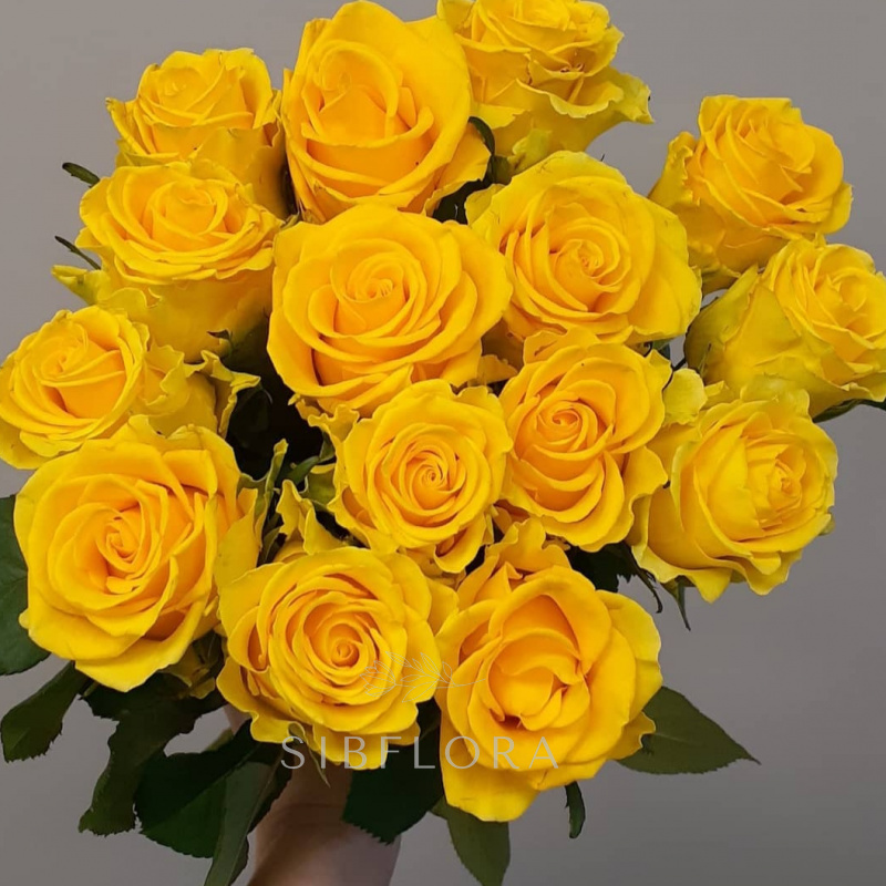 Букет розовых роз «15 желтых роз 80 см» 3