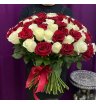 Букет из 101 белой и красной розы Эквадор 1